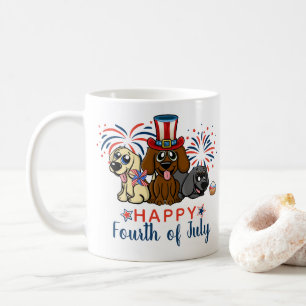 Patriotic Fourth of July Dogs Fireworks Coffee Mug