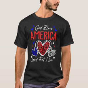 Patriotic Fourth Of July Hearts For Women God Bles T-Shirt