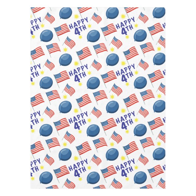 Patriotic Fourth of July seamless pattern on a Tab Tablecloth (Front)
