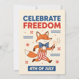 Patriotic Fox Celebrate Freedom 4th of July USA Holiday Card