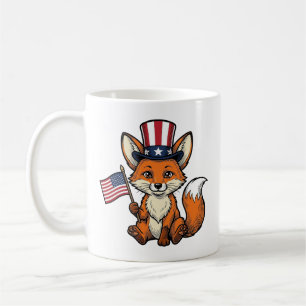 Patriotic Fox Vintage Engraving Shirt Design_1 Coffee Mug