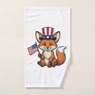 Patriotic Fox Vintage Engraving Shirt Design_1 Hand Towel