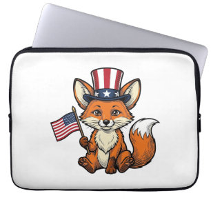 Patriotic Fox Vintage Engraving Shirt Design_1 Laptop Sleeve