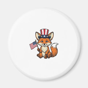 Patriotic Fox Vintage Engraving Shirt Design_1 Magnet
