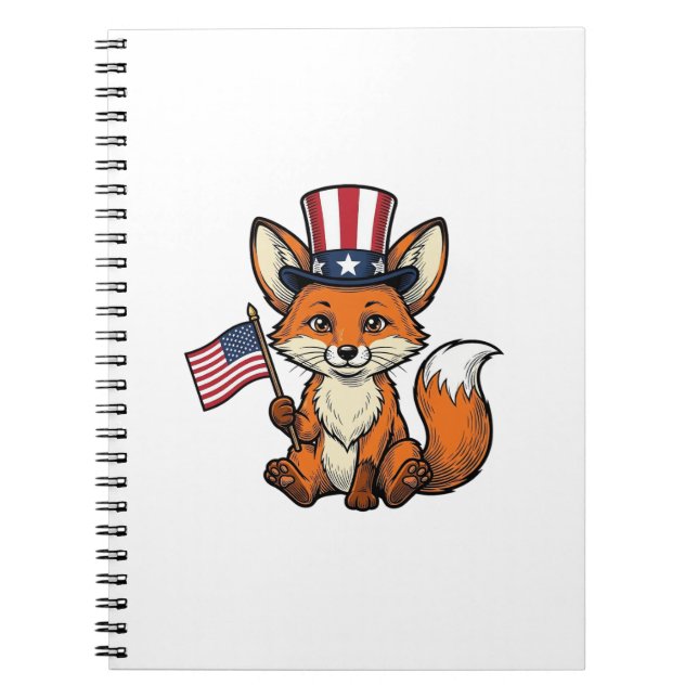 Patriotic Fox Vintage Engraving Shirt Design_1 Notebook (Front)