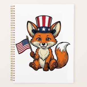 Patriotic Fox Vintage Engraving Shirt Design_1 Planner