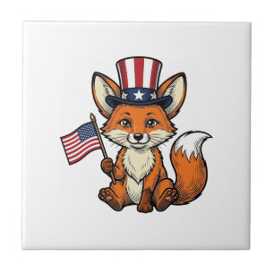 Patriotic Fox Vintage Engraving Shirt Design_1 Tile