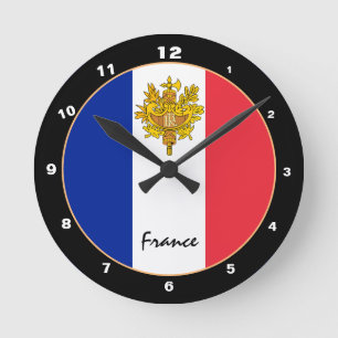 Patriotic France, French Flag trendy Home / design Round Clock