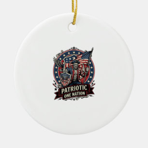 Patriotic Frankenstein Freedom Brute Horror Monste Ceramic Tree Decoration