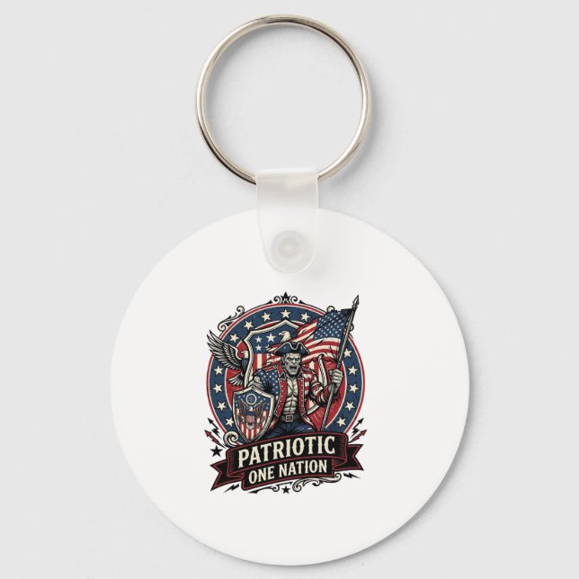 Patriotic Frankenstein Freedom Brute Horror Monste Key Ring (Front)