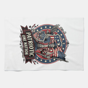 Patriotic Frankenstein Freedom Brute Horror Monste Tea Towel