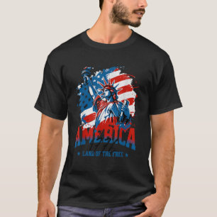 Patriotic Freedom Dad Mum 4th of July Statue Liber T-Shirt