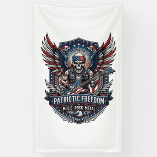 Patriotic Freedom Guitarist Skull Music Rock Metal Banner