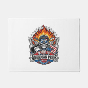 Patriotic Freedom Guitarist Skull Music Rock Metal Doormat