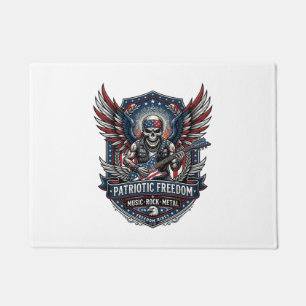 Patriotic Freedom Guitarist Skull Music Rock Metal Doormat