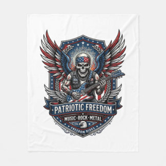 Patriotic Freedom Guitarist Skull Music Rock Metal Fleece Blanket