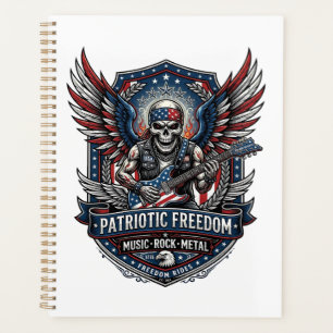 Patriotic Freedom Guitarist Skull Music Rock Metal Planner