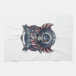 Patriotic Freedom Guitarist Skull Music Rock Metal Tea Towel