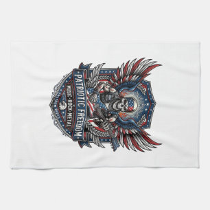 Patriotic Freedom Guitarist Skull Music Rock Metal Tea Towel