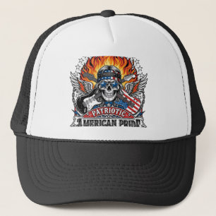 Patriotic Freedom Guitarist Skull Music Rock Metal Trucker Hat