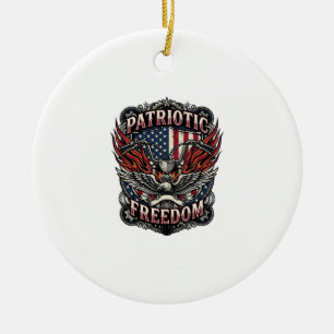 Patriotic Freedom Handlebars Biker Road Freedom Pa Ceramic Tree Decoration