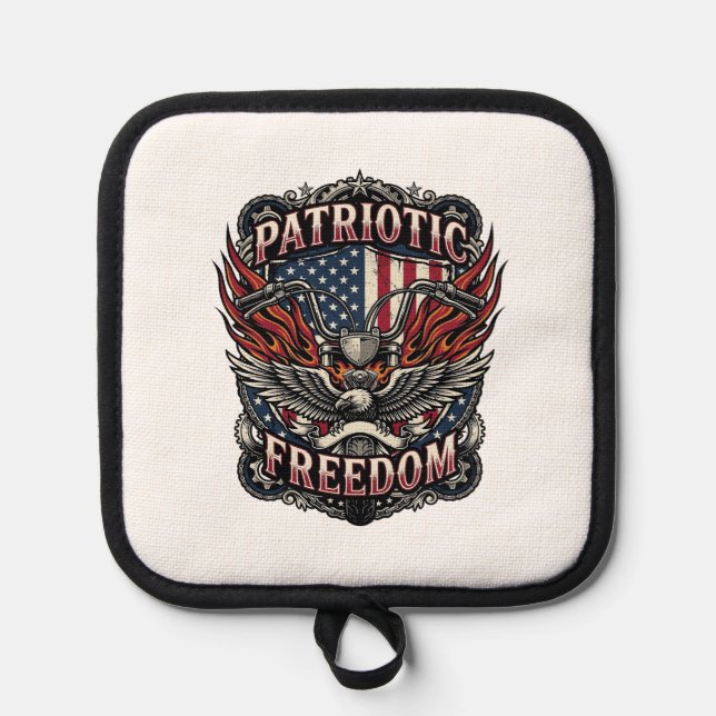 Patriotic Freedom Handlebars Biker Road Freedom Pa Pot Holder (Front)