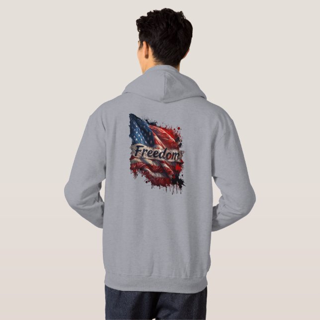 Patriotic "Freedom" Hoodie with "Navy" on Pocket (Back Full)