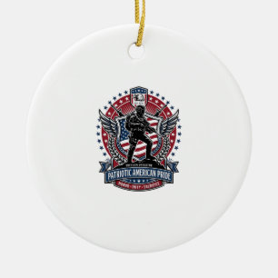Patriotic Freedom Operator Silhouette Military Ins Ceramic Tree Decoration