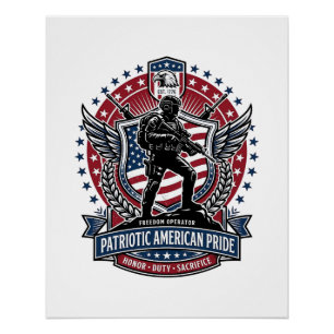 Patriotic Freedom Operator Silhouette Military Ins Poster