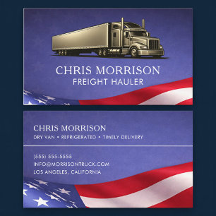 Patriotic Freight Hauler Truck Driver Trucking Business Card