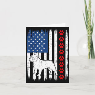 Patriotic french bulldog american flag dog 4th of card