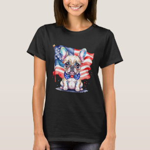Patriotic French Bulldog Puppy American Flag 1 T-Shirt