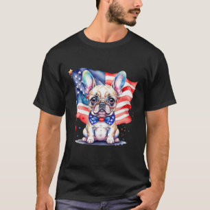 Patriotic French Bulldog Puppy American Flag 1 T-Shirt