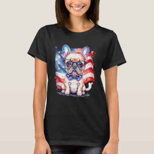 Patriotic French Bulldog Puppy American Flag T-Shirt