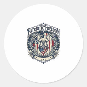 Patriotic French Bulldog Vector Graphic Tee_1 Classic Round Sticker