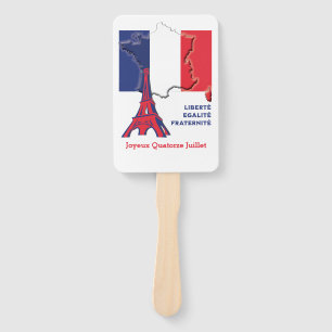 Patriotic French Flag BASTILLE DAY Hand Fan