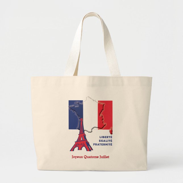 Patriotic French Flag BASTILLE DAY  Large Tote Bag (Front)