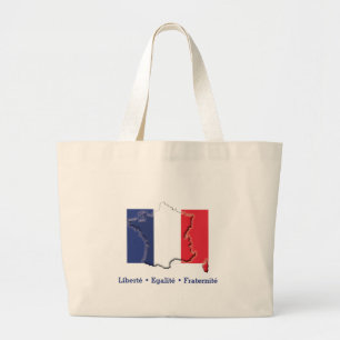 Patriotic FRENCH FLAG Liberté Egalité Fraternité Large Tote Bag