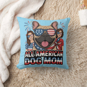 Patriotic Frenchie All American Dog Mum. Cushion