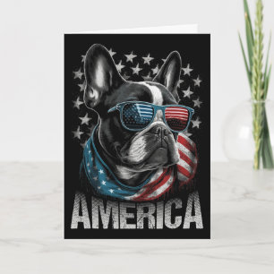 Patriotic Frenchie Dog American Flag 4th Of July 1 Card
