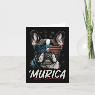 Patriotic Frenchie Dog American Flag 4th Of July 2 Card
