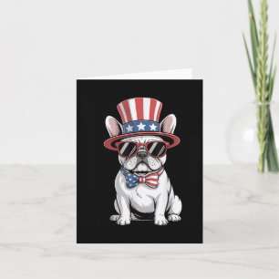 Patriotic Frenchie Dog Usa Flag July 4th American Card