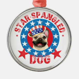 Patriotic Frenchie Metal Ornament