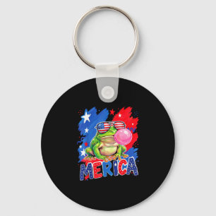 Patriotic frog bubblegum 4th of july american flag key ring