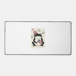 Patriotic Frog Vintage Engraving Vector Art_1 Desk Mat
