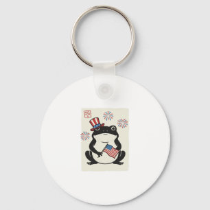 Patriotic Frog Vintage Engraving Vector Art_1 Key Ring