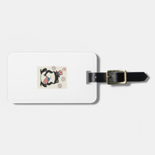 Patriotic Frog Vintage Engraving Vector Art_1 Luggage Tag