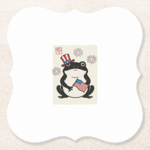 Patriotic Frog Vintage Engraving Vector Art_1 Paper Coaster