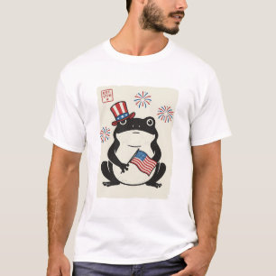 Patriotic Frog Vintage Engraving Vector Art_1 T-Shirt