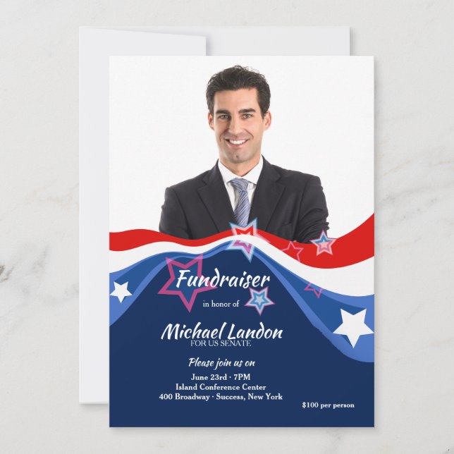 Patriotic Fundraiser Photo Invitation (Front)